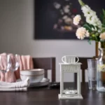 انواع جا شمعی ایکیا مدل BORRBY  فانوس مخصوص شمع وارمر، سفید