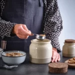 قیمت بانکه درب دار ایکیا مدل BRUGDHAJ  بژ، ظرفیت ۱ لیتر