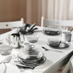 خرید بشقاب ایکیا مدل HAVSGADDA راه‌راه خاکستری