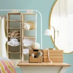 خرید ارگانایزر آویزی پارچه‌ای ایکیا مدل PURRPINGLA با ۶ بخش، بژ، اندازه ۲۲×۳۴×۸۰ سانتی‌متر