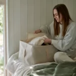 ساک پارچه‌ای نگهدارنده ایکیا مدل PURRPINGLA بژ، اندازه ۳۴×۵۱×۲۸ سانتی‌متر