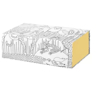 جعبه ایکیا مدل SANDLOPARE، طرح‌دار / زرد، اندازه ۲۵×۱۷×۸.۵ سانتی‌متر