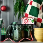 بانکه شیشه ای ایکیا مدل VINTERFINT با درب، سبز، ظرفیت یک لیتر